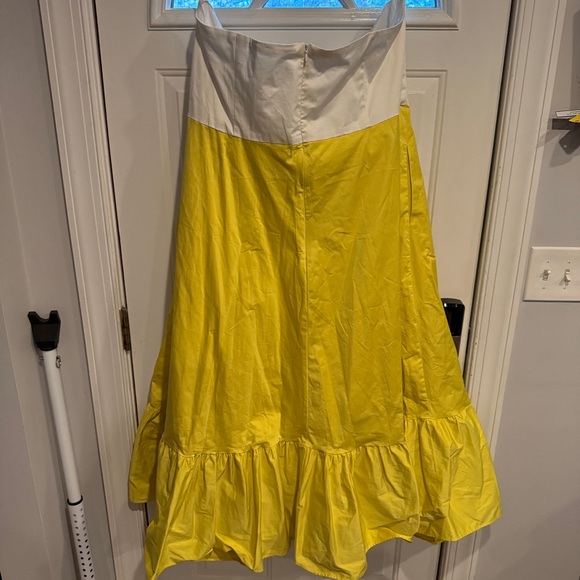 Anthropologie Hutch Color block Strapless Bow Dress NWT Yellow White - Picture 9 of 9
